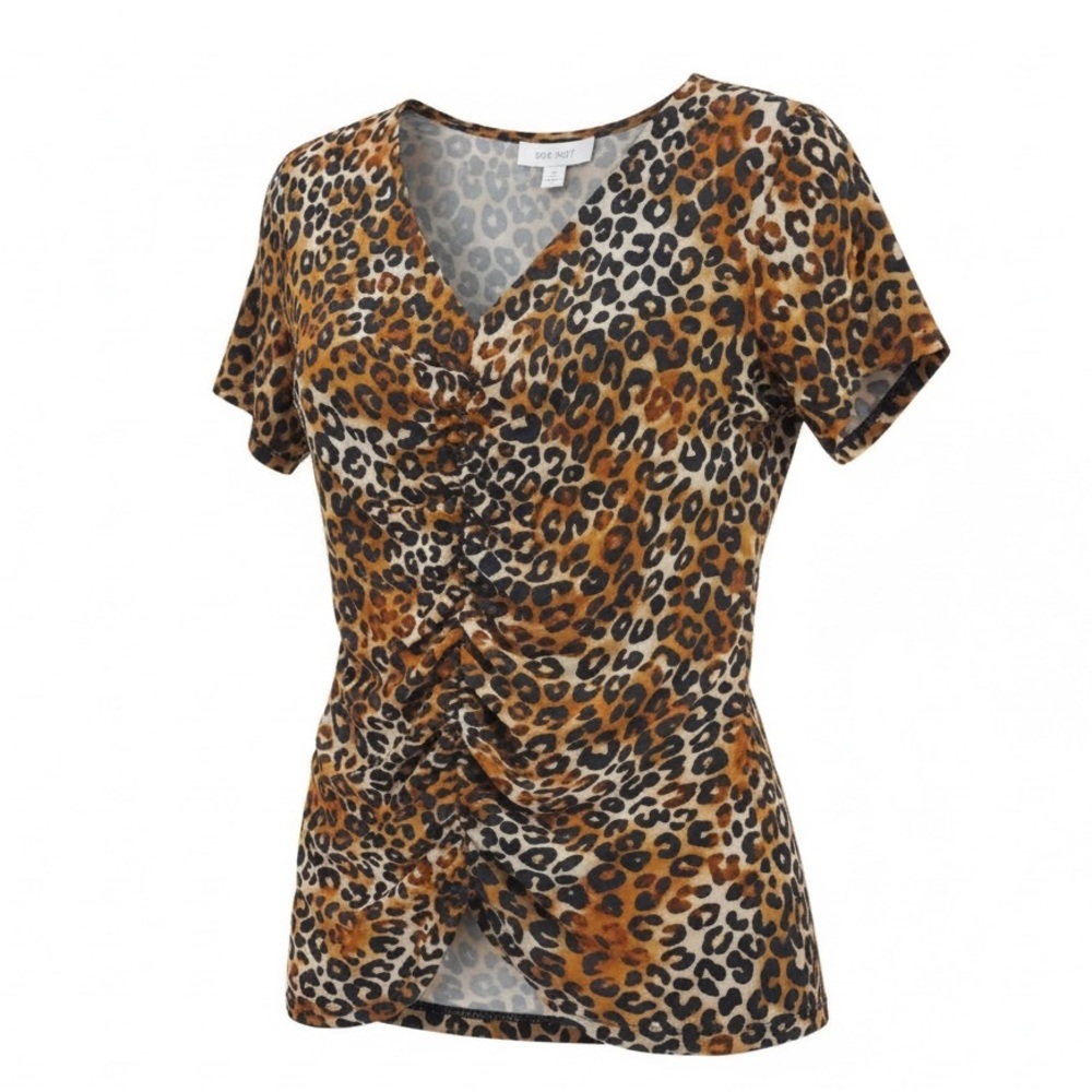 Nine West Leopard Print Blouse - Brown and Black-Large NWT